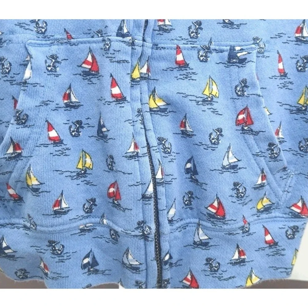 Polo Ralph Lauren Authentic Toddlers fisherman Print Full Zip Hoodie Pockets 3T